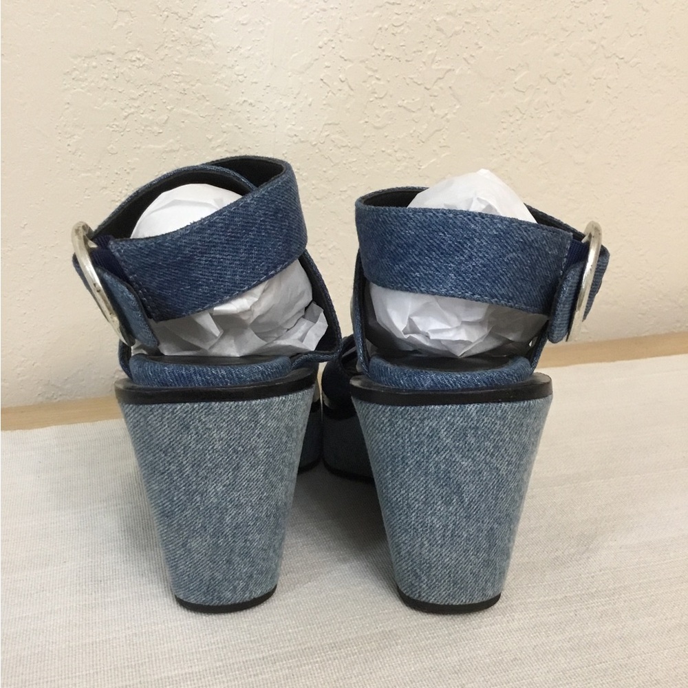 rag & bone Santiago Denim Crisscross Platform Wedge Sandals - Blue Sz.36 - Picture 6 of 11